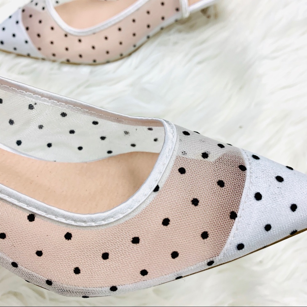 White polka dot sling back heel - Picture 3 of 10